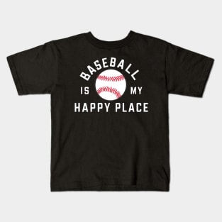 Baseball is my happy place Kids T-Shirt